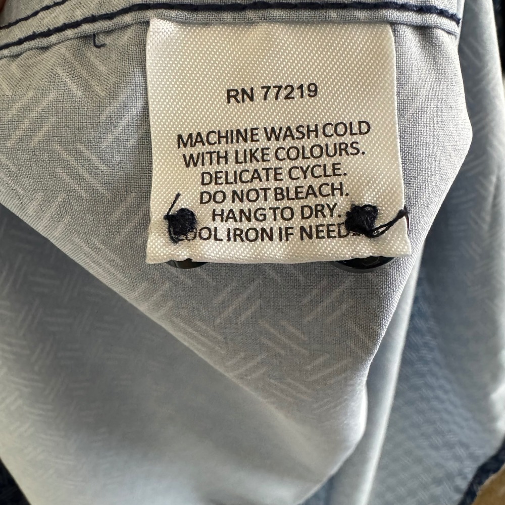 Michael Strahan Mens Modern Fit Short Sleeve Button Down Shirt Blue Geometric M - Picture 4 of 4
